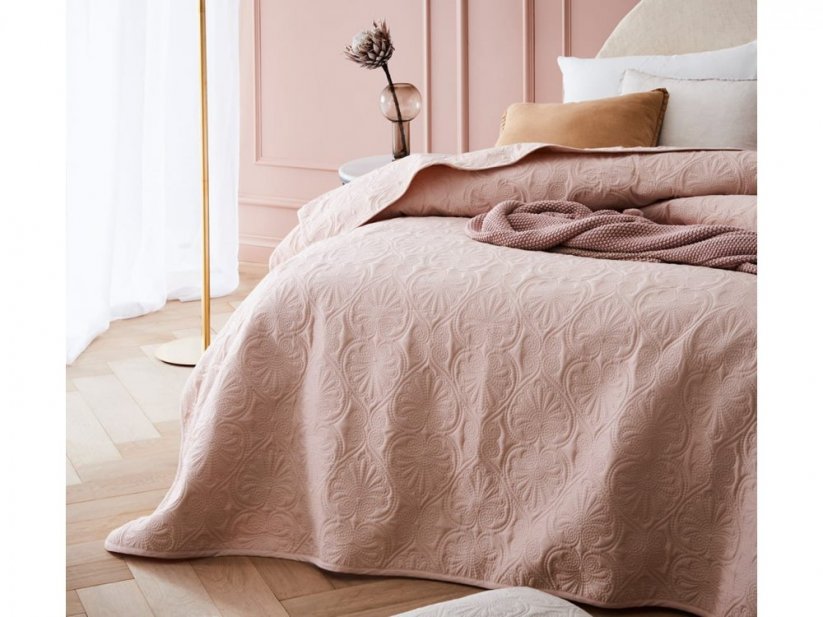 Cuvertură de pat roz pudră strălucitoare 200 x 220 cm