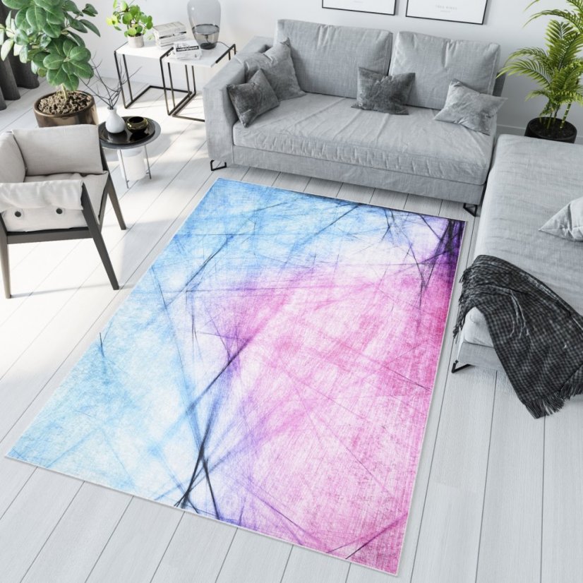 Covor abstract albastru și roz  - Dimensiunea covorului: Lăţime: 120 cm | Lungime: 170 cm