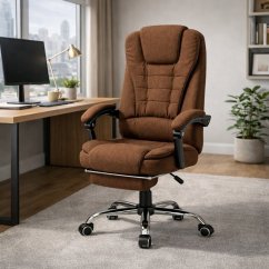 Kancelářská židle BOSS s podnožkou - hnědá látka