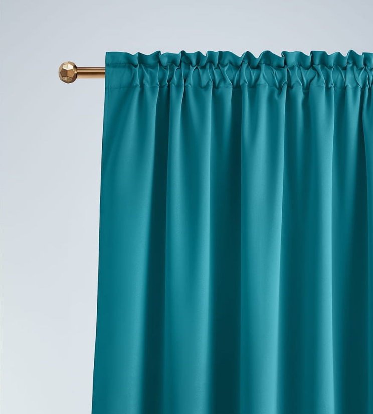 Štýlový tyrkysový zatemňujúci záves na riasiacu pásku 140 x 280 cm 