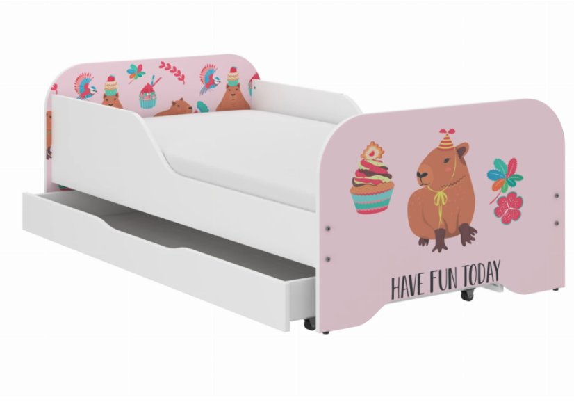 Kompletní dětská postel 140 x 70 cm s matrací a roštem - KAPIBARA COOKIES