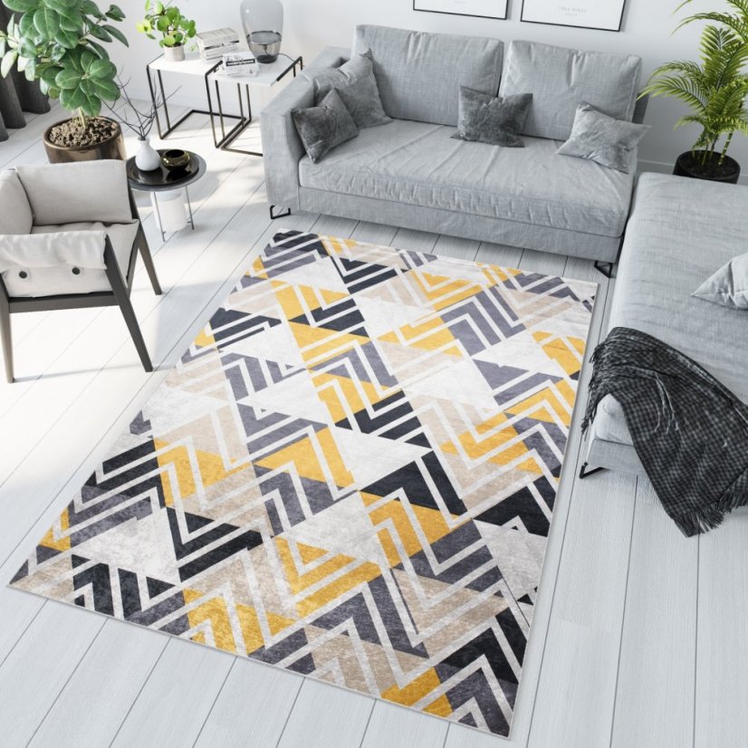 Unverwechselbarer Trendteppich mit geometrischem Muster