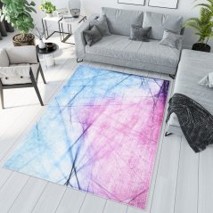 Modrý a růžový abstraktní trendový koberec