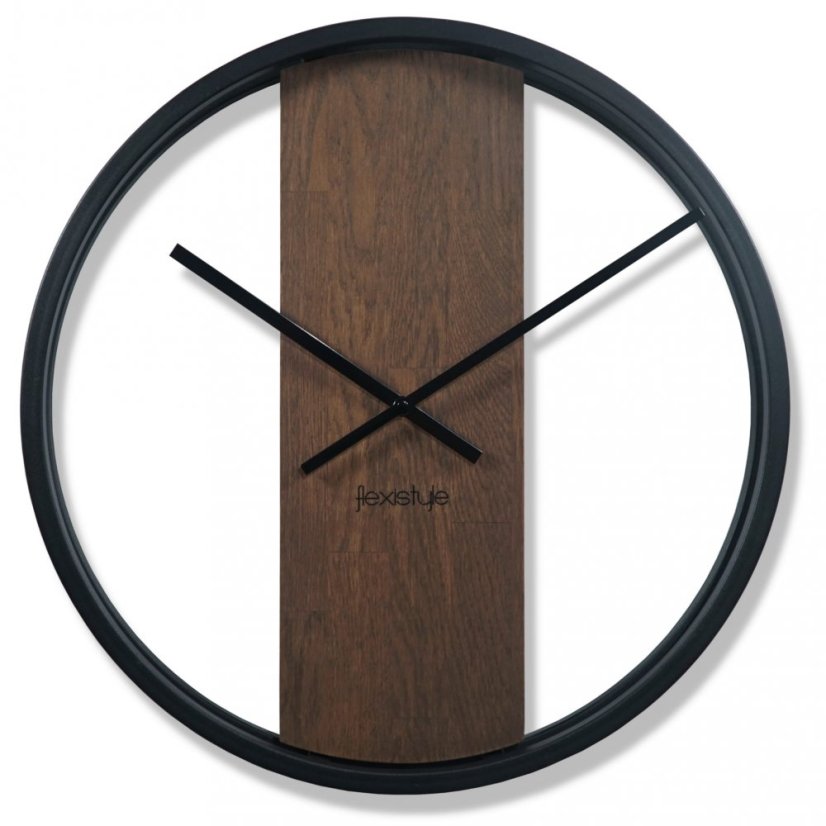 Braune Wanduhr aus Holz mit Durchmesser 50cm