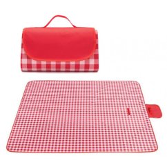 Pătură de picnic cu model în carouri roșu și alb 200 x 145 cm