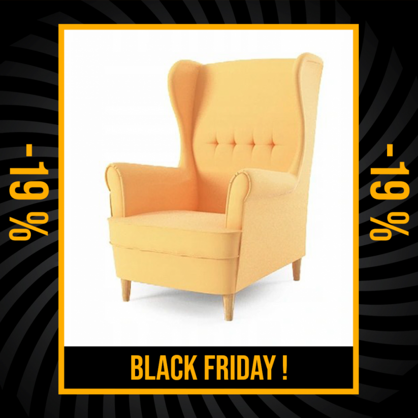 BLACK FRIDAY Moderné pohodlné kreslo v žltej farbe