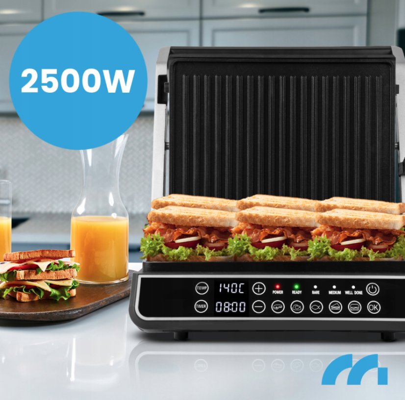 Elektrický kontaktní gril SM5000W-PRO s LED displejem - 2500 W