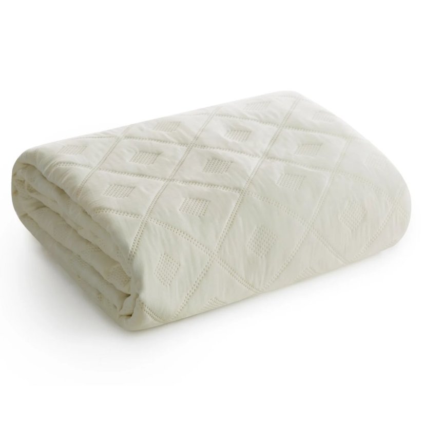 Luxusný prehoz na posteľ – prešívaný bez viditeľnej nite ecru