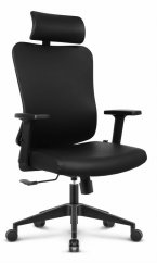 Sedia ergonomica per ufficio HC-1041 - nera, con poggiatesta regolabile e supporto lombare