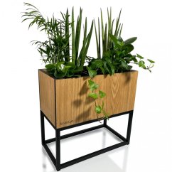 Луксозна саксия, изработена от гладък естествен дъб LOFT FIORINO 42X22X40 см