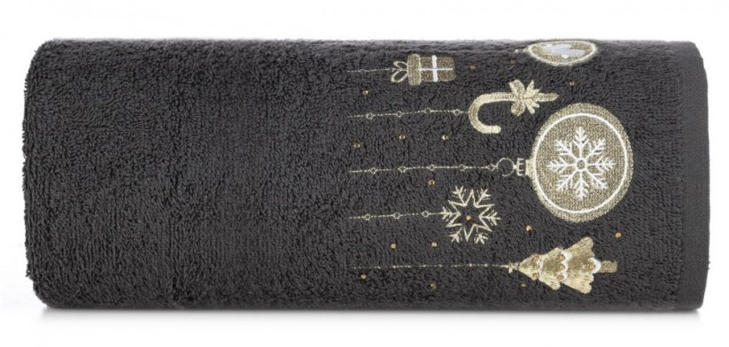 Bavlnený vianočný uterák čierny s vianočnými ozdobami - Rozmer: Šírka: 50 cm | Dĺžka: 90 cm