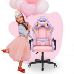 Детски стол за игра HC - 1004 розово и лилаво с жълти детайли