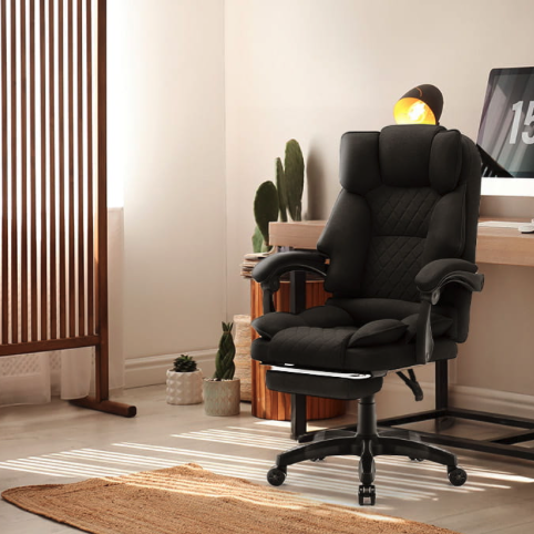 Ergonomická kancelárska stolička HC-1031 s podnožkou - čierna