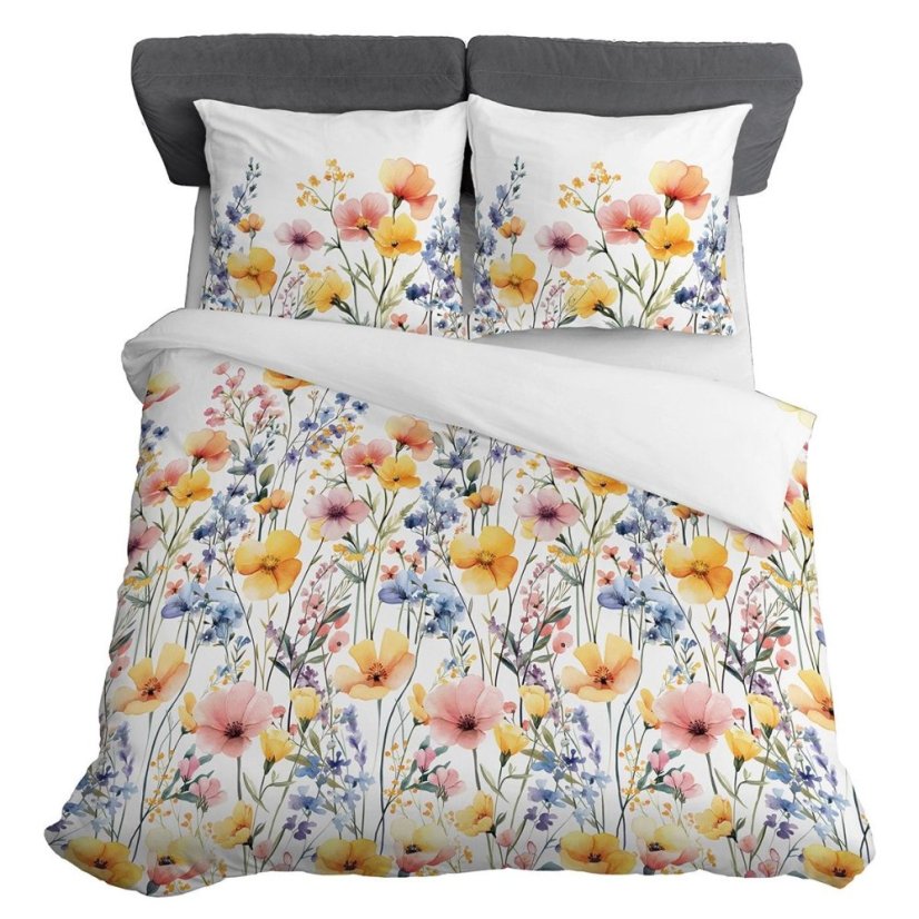 Saténové bavlněné ložní prádlo s barevnými květinami