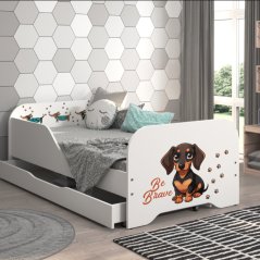Detská posteľ 140 × 70 cm s matracom a roštom – motív odvážneho jazvečíka