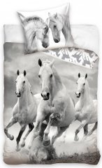 Detské bavlnené posteľné obliečky s potlačou koní