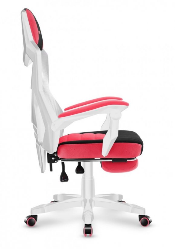 Herní křeslo s pohodlnou opěrkou nohou růžové barvy COMBAT 3.0