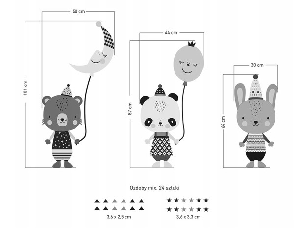 Autocolant roz decorativ de perete Animal Friends