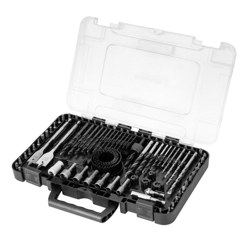 Set universal de burghie, biți și extensii 56H621 GRAPHITE - 90 bucăți