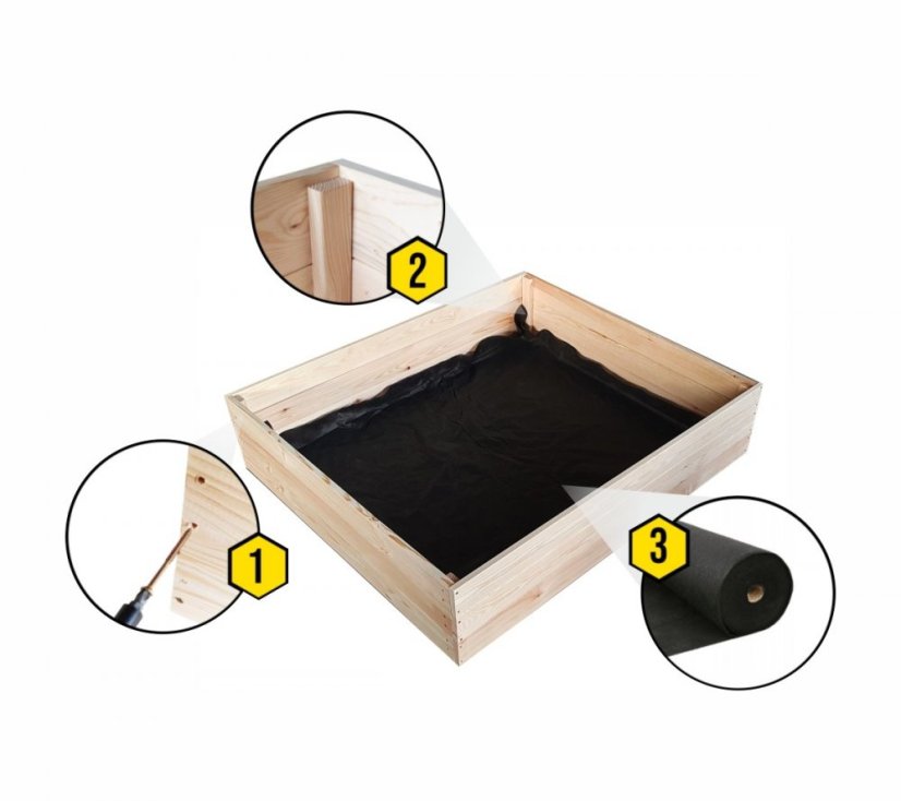 Prírodný vyvýšený drevený záhon 120 x 120 x 27 cm