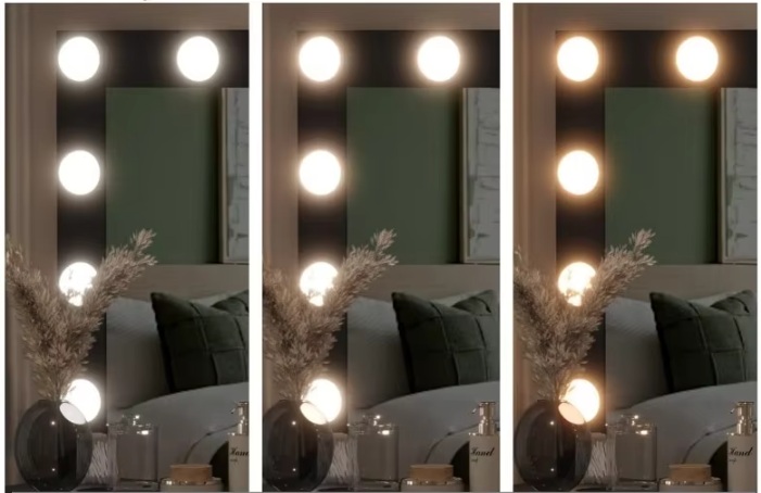 Velký toaletní stolek s osvětlením 80 x 40 x 110 cm černý