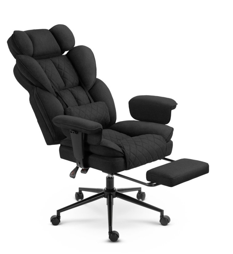 Ergonomski pisarniški stol HC-1037 z oporo za noge – črna tkanina