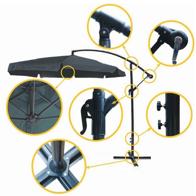 Kvalitný záhradný slnečník tmavosivej farby so stojanom