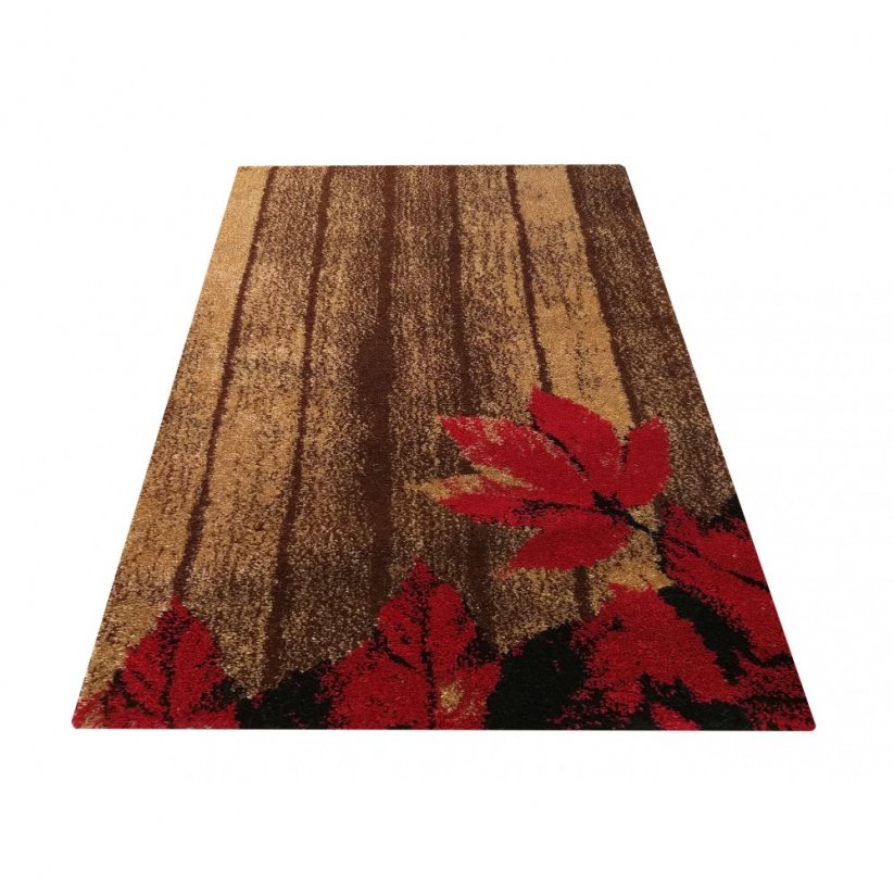 Уникален кафяв килим с червено цвете
