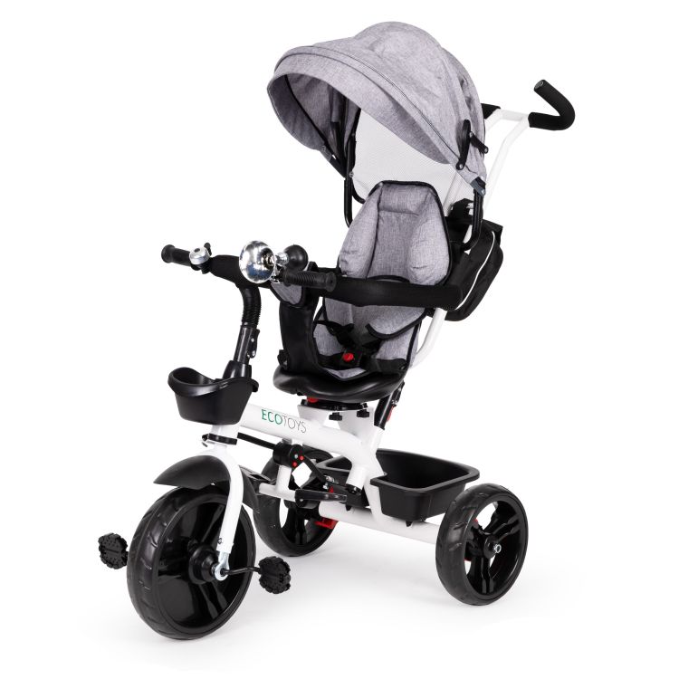 Sivá otočná trojkolka so strieškou Ecotoys