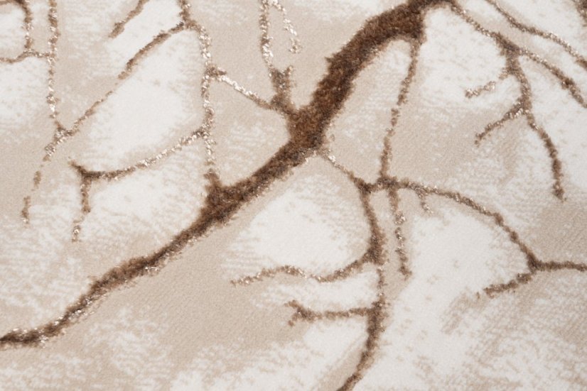 Einfacher moderner Teppich beige mit braunem Motiv