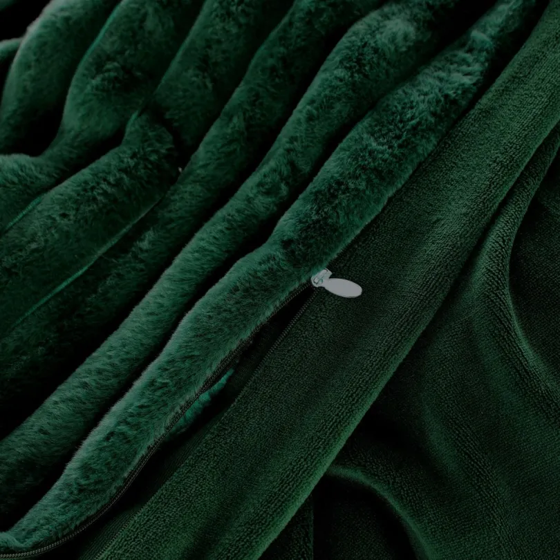 Plyšové posteľné obliečky - tmavozelené