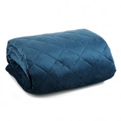 Покривка за легло от лъскаво кадифе в тъмно синьо