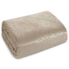 Cuvertură de pat din catifea de lux cu imprimeu argintiu - bej