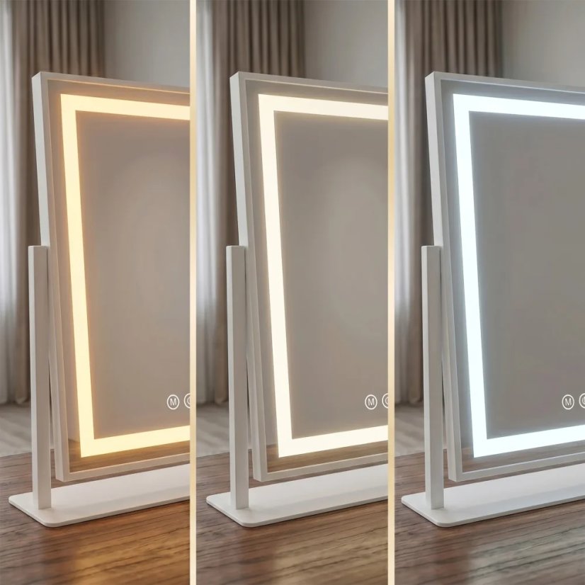 LUMI LED-es kozmetikai asztali tükör kiegészítő nagyító tükörrel, 30 x 40 cm