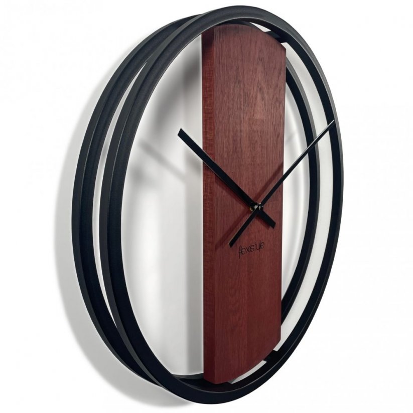 Махагонов стенен часовник от дърво и метал 50 см
