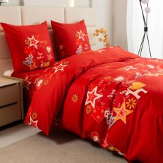 Lenzuola natalizie in cotone sintetico - rosso con scritta MERRY CHRISTMAS