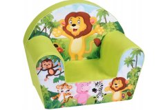 Penová detská sedačka – safari zvieratká, 51 × 33 × 42 cm