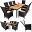 Set de grădină 9 piese polyrattan - negru