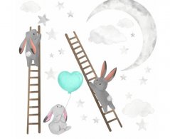 Rozkošná nálepka na stenu do detskej izby nočné králiky