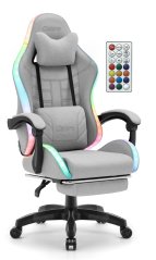 CABRO C501 gamerska stolica s LED rasvjetom i osloncem za noge, do 150 kg, siva