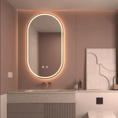 Ovális LED-es tükör, 45 x 80 cm, érintőképernyős vezérléssel és páramentesítő funkcióval