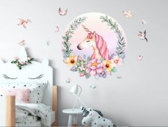 Autocolant de perete fantezie, cu unicorn, pentru fetiță