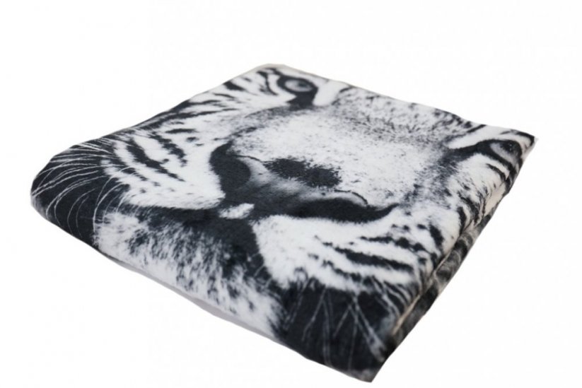 Čierno biela jemná deka s motívom tigra