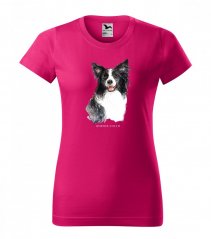 Dámske bavlnené tričko s módnou potlačou psa border kólia