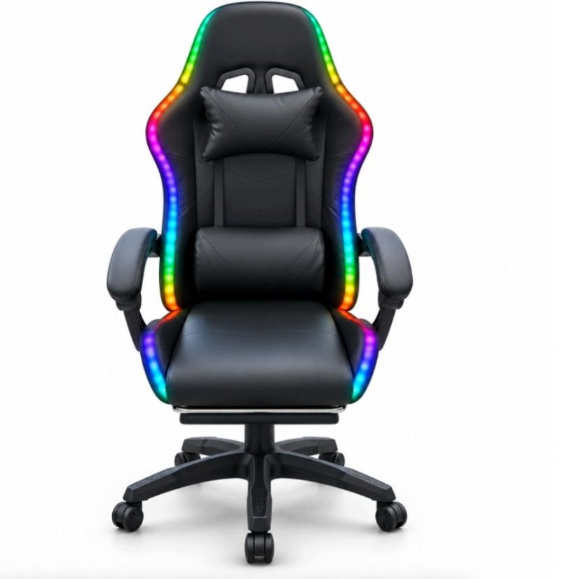 Igraća stolica s RGB LED rasvjetom, osloncem za noge i daljinskim upravljačem