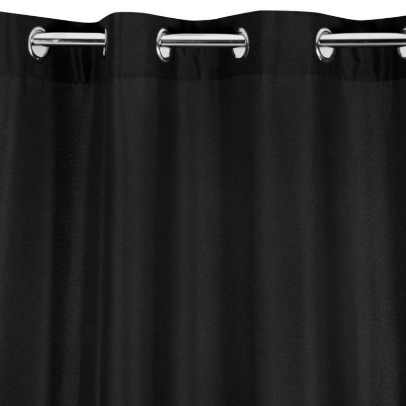 Fekete sima függönyök gyűrűkön lógva - Méret: Hossz: 250 cm