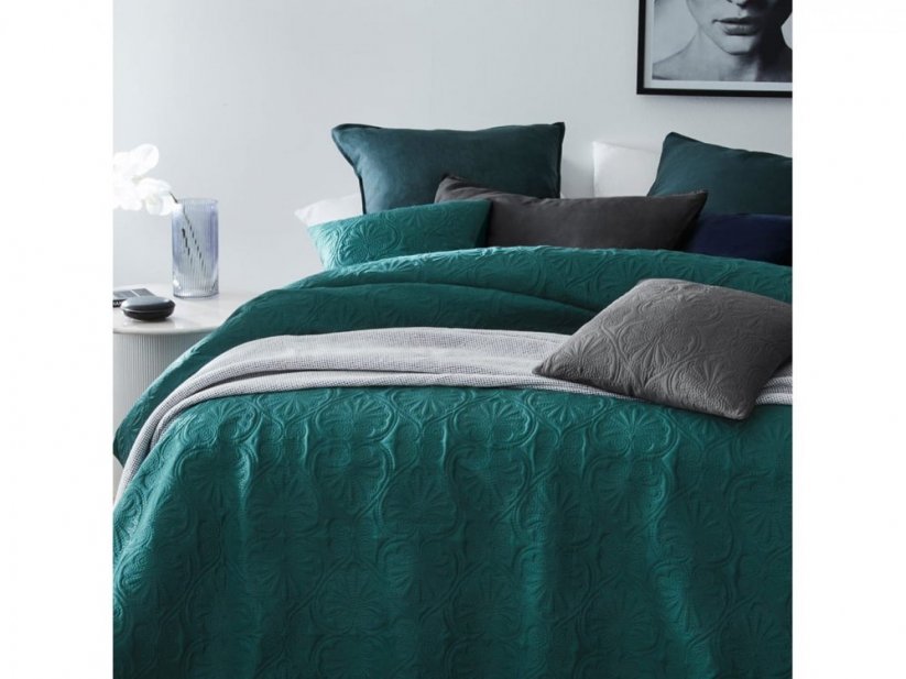 Cuvertură de pat matlasată verde 220 x 240 cm