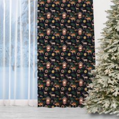 Dunkler Weihnachtsvorhang - Weihnachtsrentier 150 x 240 cm