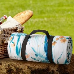 Piknik takaró 135 x 140 cm - fehér virágmotívummal