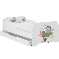 MIKI Gyerekágy ágyneműtartóval 160 x 80 cm - Kis pilóta